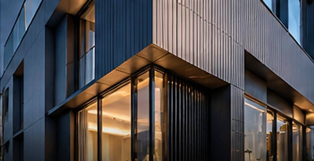 Koyu renkli panel kaplamalı modern bina köşesi